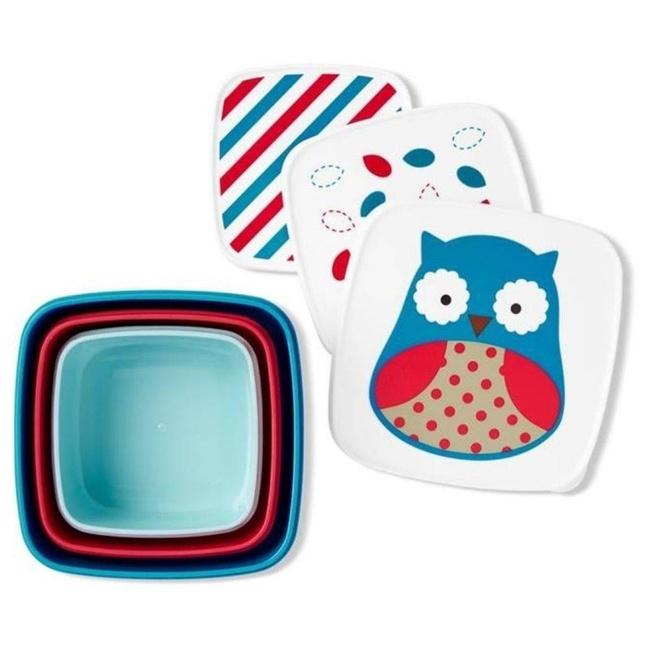 Zestaw 3 śniadaiówek Skip Hop Zoo Snack Box Set - owl