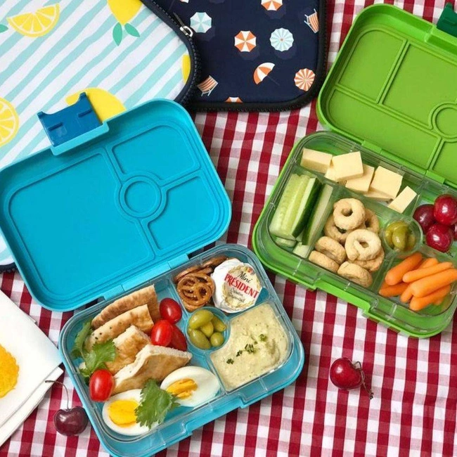 Lunchbox 6-przegródek do szkoły Yumbox Original - bamboo green / monsters tray