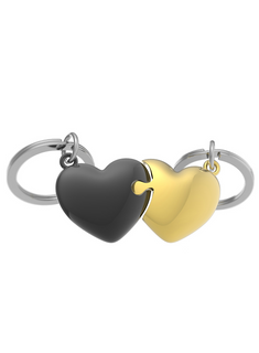 Podwójny brelok Metalmorphose heart puzzle - gold / black