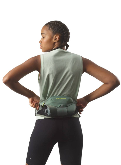 Pas sportowy z bidonem Salomon Cross Belt 1 Bottle - green milieu / agave green / sharp green