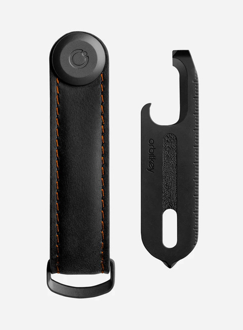 Zestaw Orbitkey - organizer do kluczy Crazy Horse Leather + Multitool V2 - black / orange stitching 