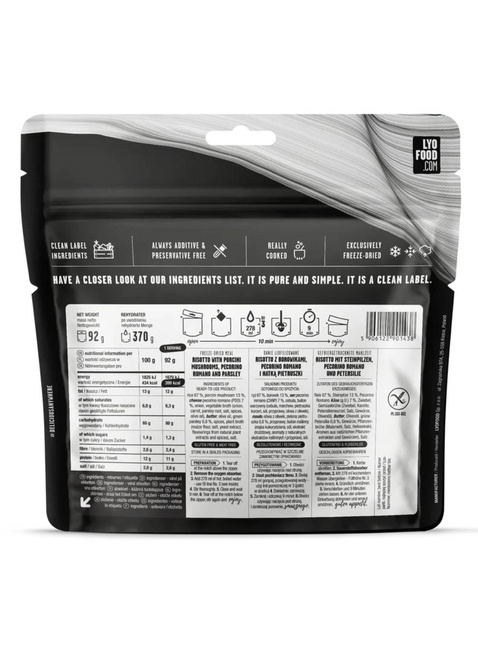 Liofilizowane risotto z borowikami LyoFood Porcini Risotto 92 / 370 g 