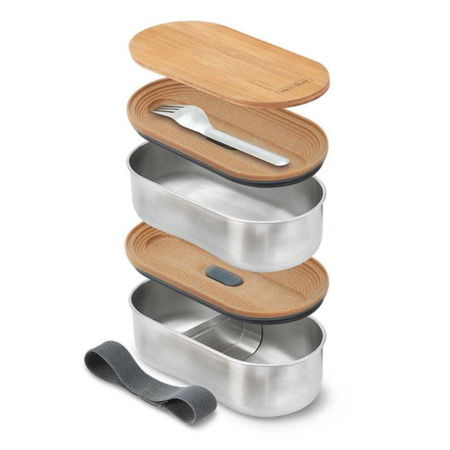 Stalowy pojemnik na żywność Bento Box Black + Blum - almond / grey