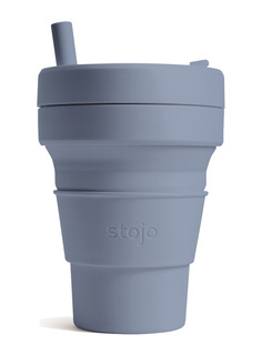 Składany kubek ze słomką Stojo Biggie 473 ml - steel