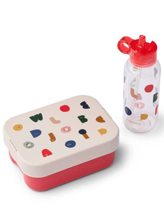 Zestaw lunchbox + butelka Liewood Chelsey Lunchbox Set - characters / sandy