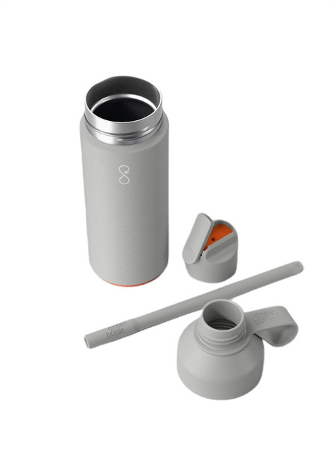 Butelka termiczna ze słomką Ocean Bottle GO 0,5 l - rock grey