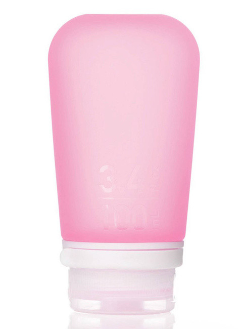 Podróżna butelka na szampon do samolotu Humangear GoToob+ L - pink