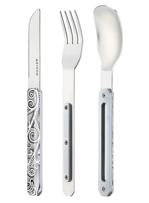 Sztućce turystyczne Akinod Straight Cutlery 12H34 - arabesques