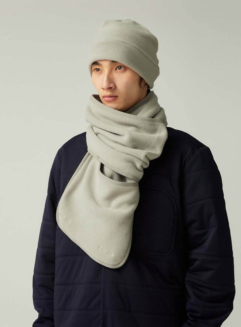 Szalik Snow Peak Water-Repellent Fleece Stole - light grey