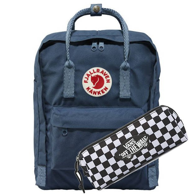 Plecak Fjallraven Kanken - royal blue / goose grey + piórnik Vans