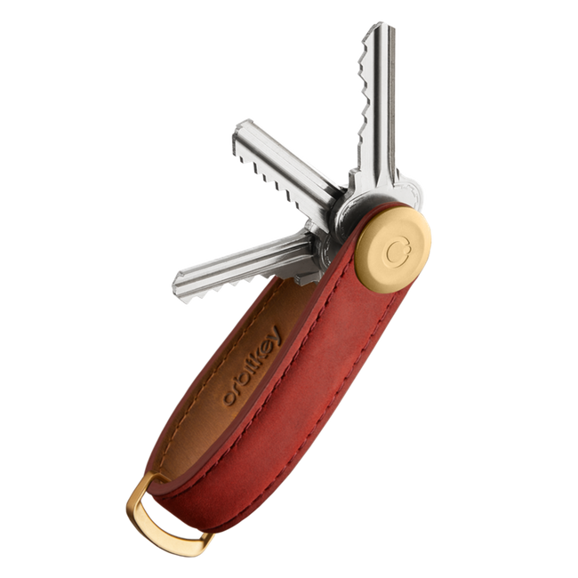 Skórzane etui na klucze Orbitkey Key Organiser Crazy Horse - maple red / red