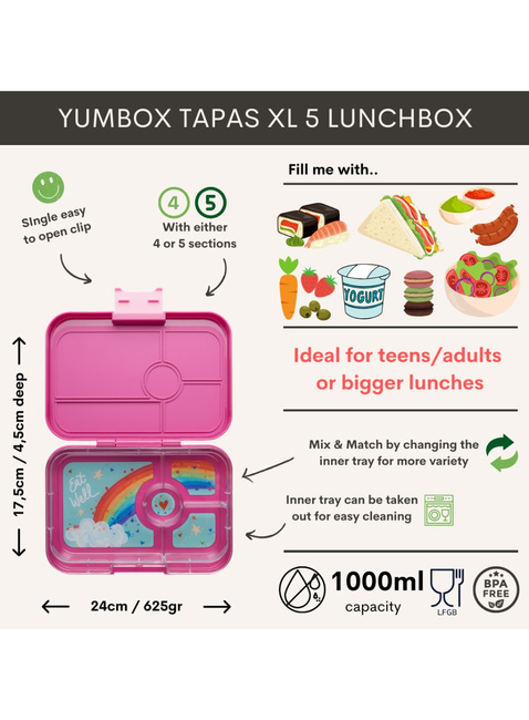 Lunchbox pojemnik na śniadanie XL Yumbox Tapas 4 - malibu purple / rainbow