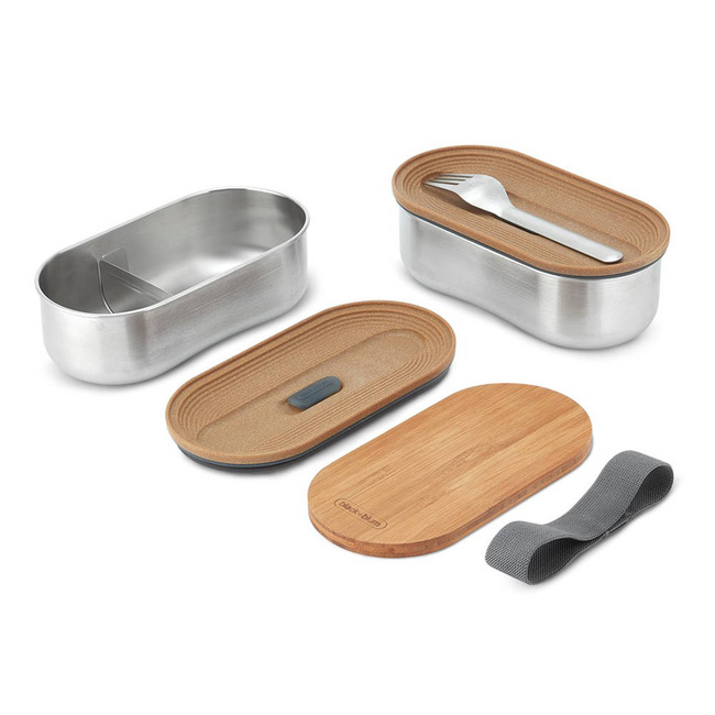 Stalowy pojemnik na żywność Bento Box Black + Blum - almond / grey