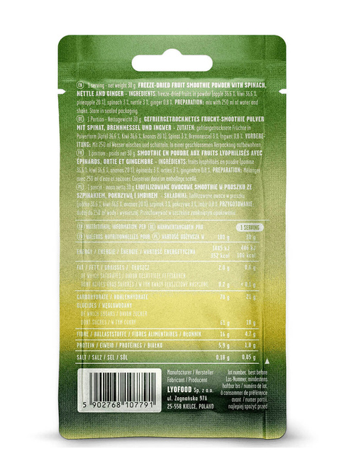 LyoFood liofilizowane owocowe smoothie w proszku Green Smoothie 30 g