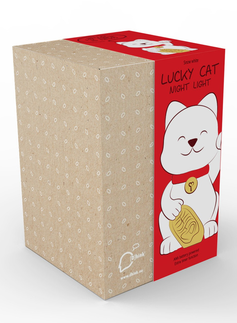 Lampka nocna na baterie Dhink Lucky Cat - snow white