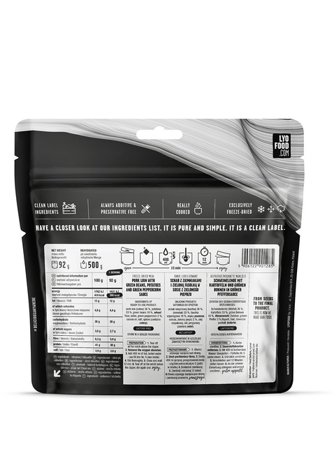 Schab w sosie z zielonym pieprzem LyoFood Pork Loin in Pepper 92 / 500 g