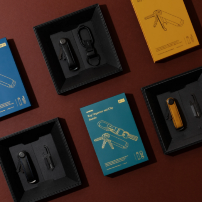 Zestaw Orbitkey - organizer do kluczy Crazy Horse Leather + Multitool V2 - black / blue stitching 