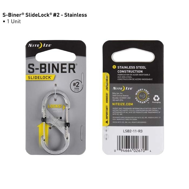 Karabinek S-Biner #2 SlideLock Nite Ize - stalowy