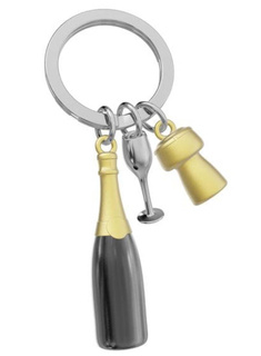 Brelok do kluczy torebki Metalmorphose - szampan kieliszek korek