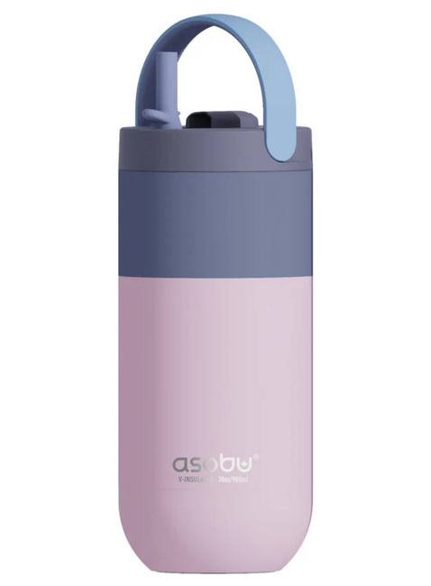 Butelka termiczna ze słomką Asobu Orbit 880 ml - pastel pink