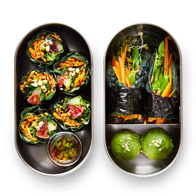 Stalowy pojemnik na żywność Bento Box Black + Blum - almond / grey