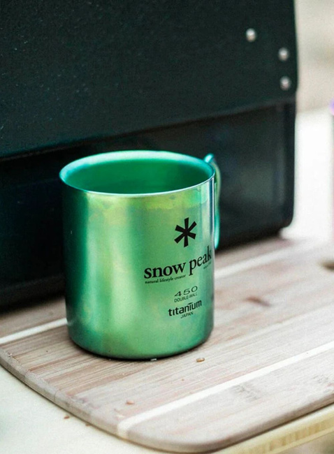 Kubek tytanowy izolowany Snow Peak Ti-Double 450 Anodized Mug - green
