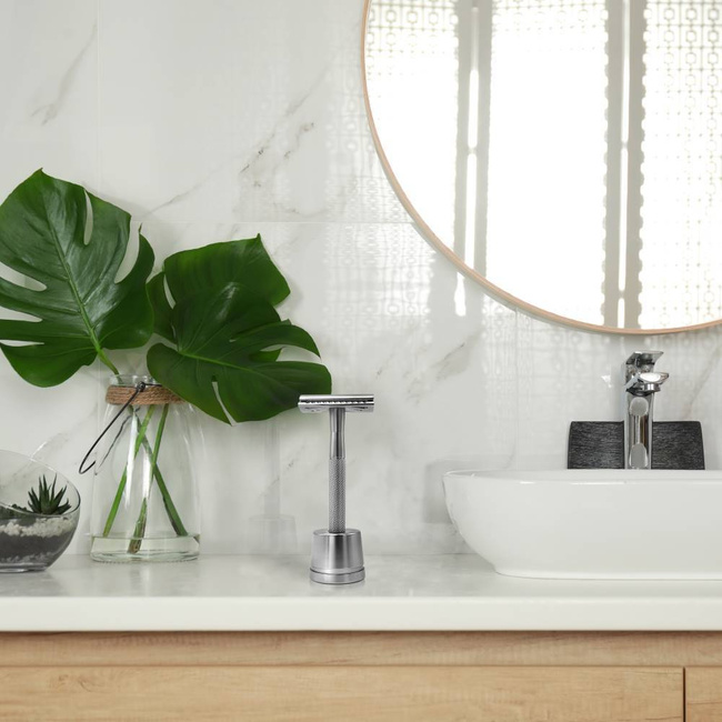 Metalowa maszynka do golenia ze stojakiem Bambaw - silver