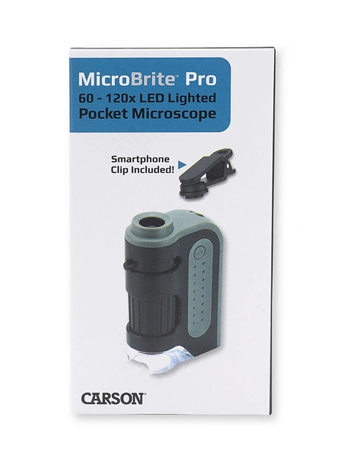 Mikroskop kieszonkowy Carson MicroBrite PRO LED 60-120x z klipsem do telefonu