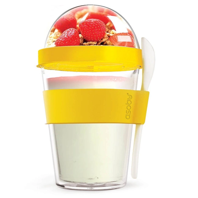 Lunchbox / pojemnik na jogurt z łyżką YO 2 GO Asobu - yellow