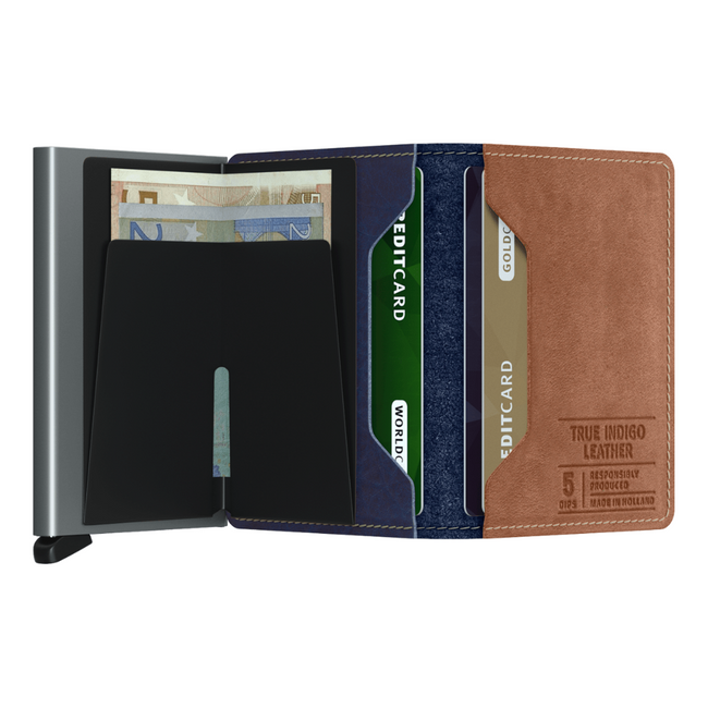 Kieszonkowy portfel z ochronnym etui Secrid Slimwallet - indigo / 5-titanium