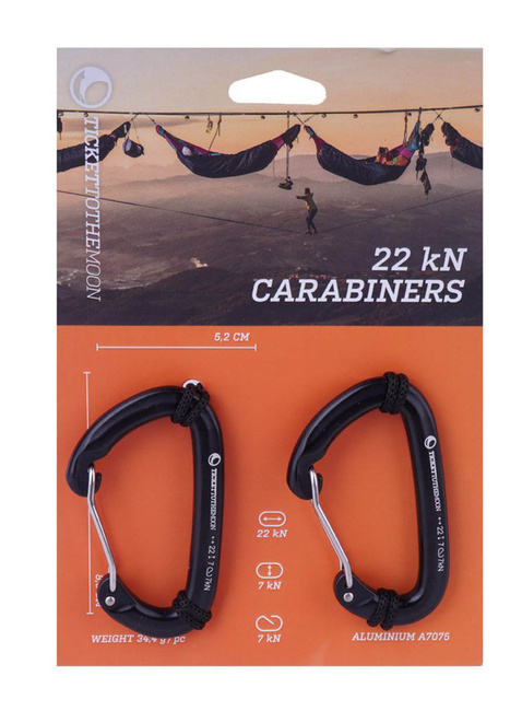 Zestaw 2 karabinków do hamaka Ticket To The Moon Carabiner Set 22kN
