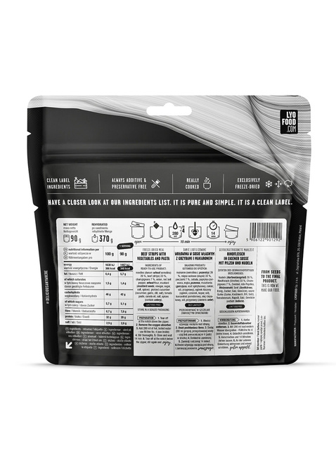 Danie obiadowe LyoFood liofilizowany Beef Stroganoff z makaronem 90/370 g