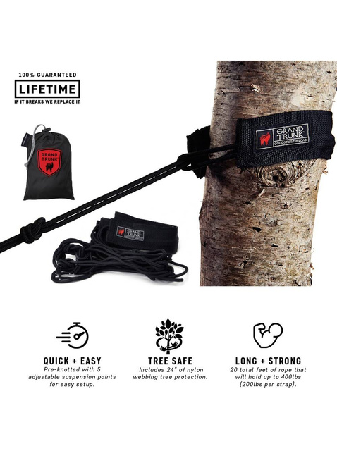 Zestaw do zawieszania hamaka Grand Trunk Tree Slings Hammock Hanging Kit - black