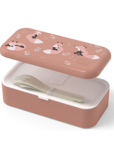 Lunchbox dziecięcy + sztućce Monbento MB Foodie - cinnamon / fox