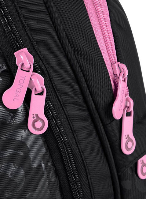 Plecak szkolny młodzieżowy Topgal RUBI klasy 6-8 - czarny / błyszczący nadruk