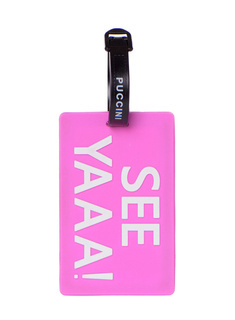 Prostokątna zawieszka identyfikacyjna do bagażu Puccini - różowy / napis
