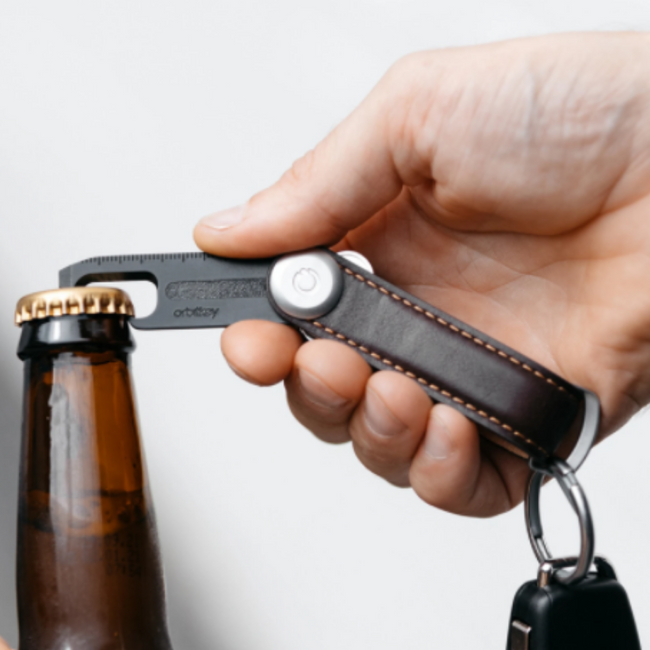 Zestaw Orbitkey - organizer do kluczy Crazy Horse Leather + Multitool V2 - black / blue stitching 