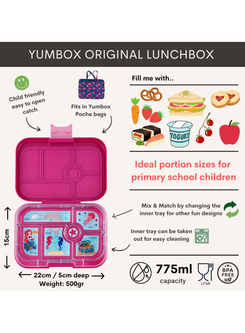 Szczelna średnia śniadaniówka Yumbox Original - malibu purple / mermaid