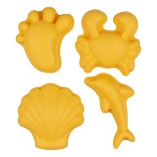 Zestaw 4 silikonowych foremek Scrunch Footprint do piasku - yellow pastel