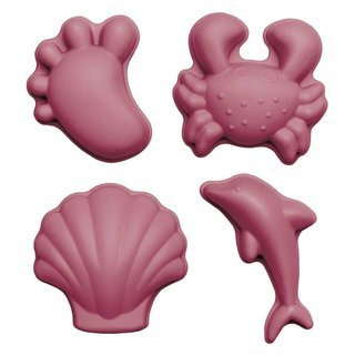 Zestaw 4 silikonowych foremek Scrunch Footprint do piasku - red cherry