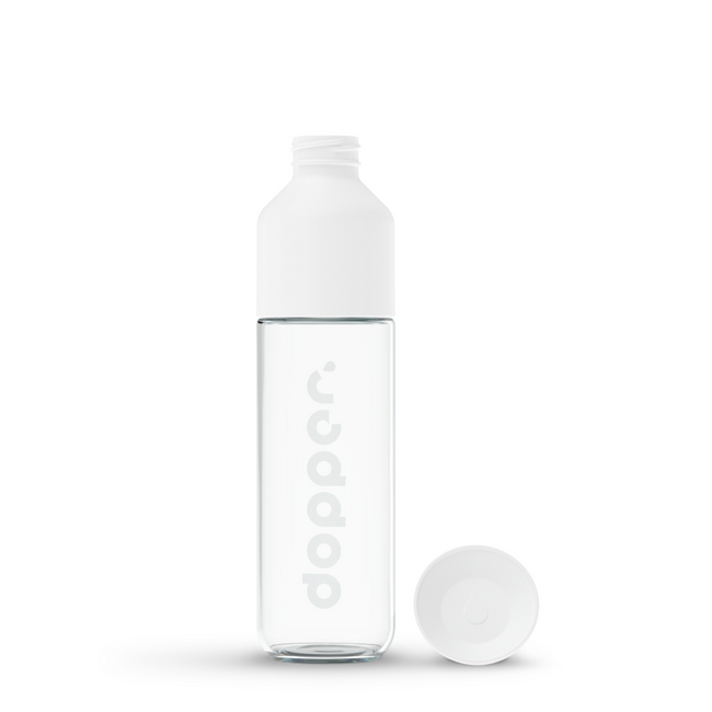 Wielorazowa szklana butelka Dopper Glass 400 ml - white