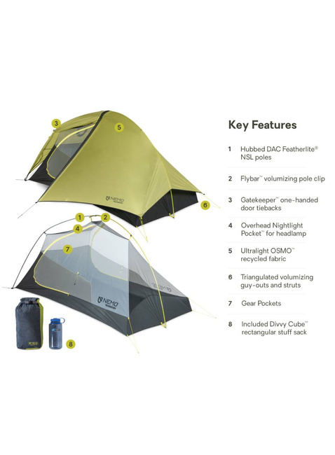 Namiot turystyczny 2-osobowy Nemo Hornet OSMO™Ultralight - birch bud / goodnight gray