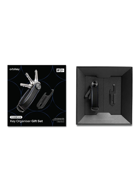 Zestaw Orbitkey - organizer do kluczy Pro + Multitool V2 - blackout / blue stitching