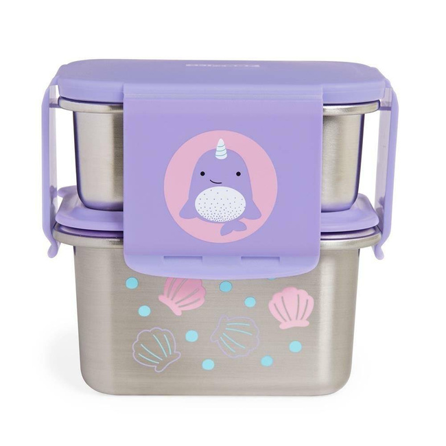 Stalowy lunchbox / pojemnik na przekąski Skip Hop Zoo Lunch Kit - narwhal
