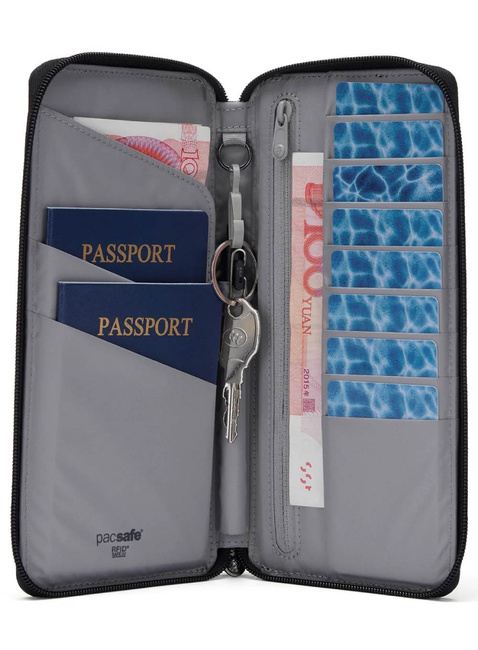 Portfel antykradzieżowy Pacsafe RFIDsafe Travel Wallet - jet black