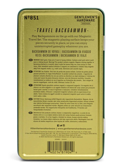 Podróżna gra w tryktraka Gentlemen's Hardware Travel Backgammon
