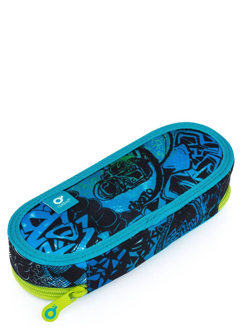 Piórnik młodzieżowy Topgal ETUE - niebiesko-zielone graffiti