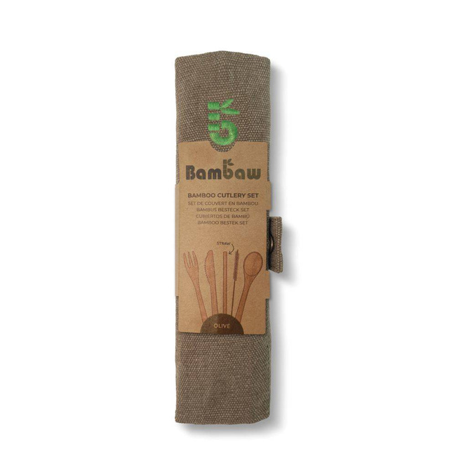 Zestaw sztućców bambusowych cutlery set Bambaw - olive