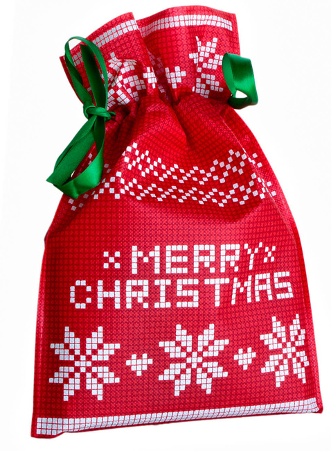 Materiałowy woreczek prezentowy Merry Christmas 20 x 30 cm