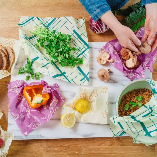 3 szt. woskowanej organicznej bawełny do zawijania Bee's Wrap - Mimi's purple